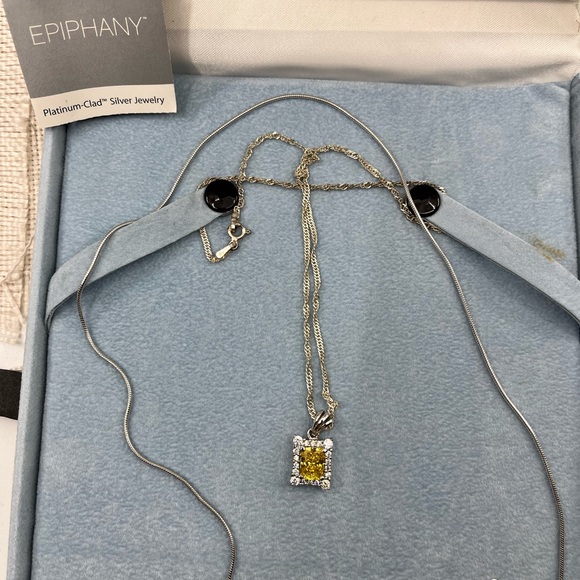 Vintage Epiphany Platinum 925 Silver Gemstone Pendant Necklace (2 chains) - Picture 8 of 16